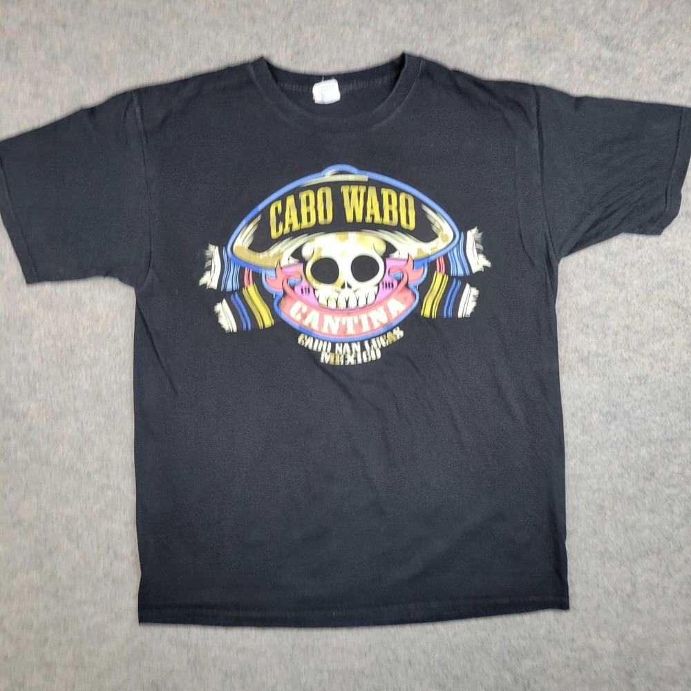 Cabo‎ Wabo Cantina Shirt Mens Large Black Skull Graphic Tee Yazbek Mexico
